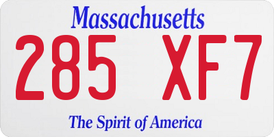 MA license plate 285XF7