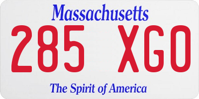 MA license plate 285XG0