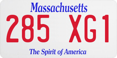 MA license plate 285XG1