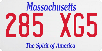 MA license plate 285XG5