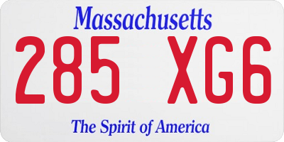 MA license plate 285XG6