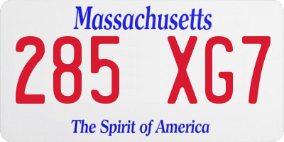 MA license plate 285XG7