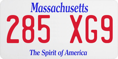 MA license plate 285XG9