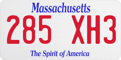 MA license plate 285XH3