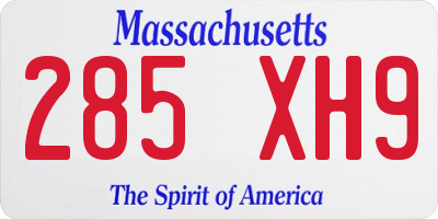 MA license plate 285XH9
