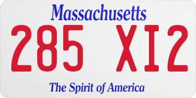 MA license plate 285XI2