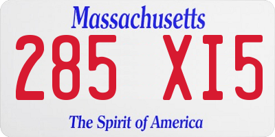 MA license plate 285XI5