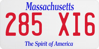 MA license plate 285XI6