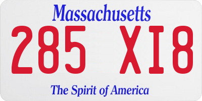 MA license plate 285XI8