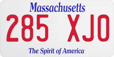 MA license plate 285XJ0