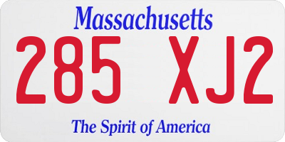 MA license plate 285XJ2