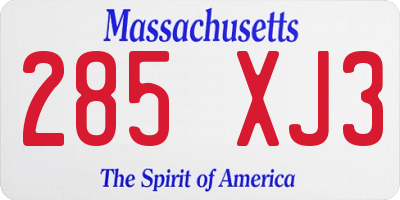 MA license plate 285XJ3