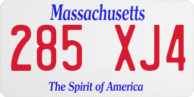 MA license plate 285XJ4