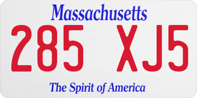 MA license plate 285XJ5