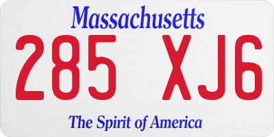 MA license plate 285XJ6