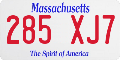 MA license plate 285XJ7