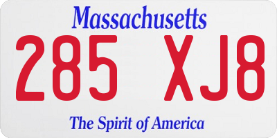 MA license plate 285XJ8