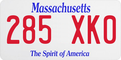 MA license plate 285XK0