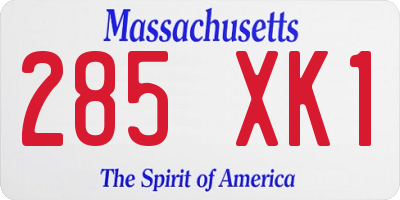 MA license plate 285XK1