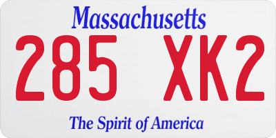 MA license plate 285XK2