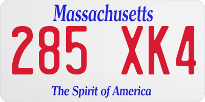 MA license plate 285XK4
