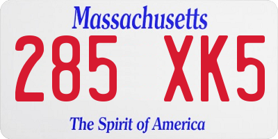 MA license plate 285XK5