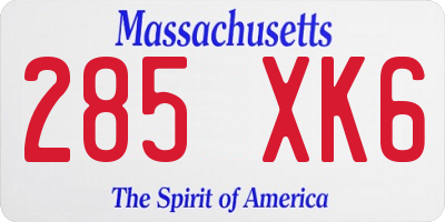 MA license plate 285XK6