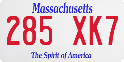 MA license plate 285XK7