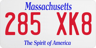 MA license plate 285XK8