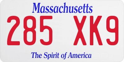 MA license plate 285XK9