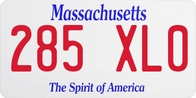 MA license plate 285XL0