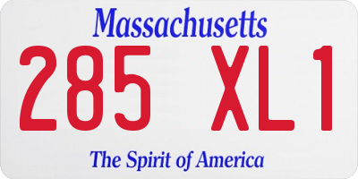 MA license plate 285XL1