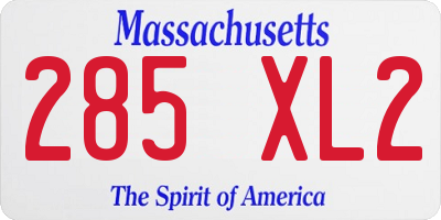 MA license plate 285XL2