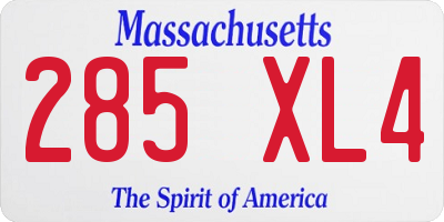 MA license plate 285XL4