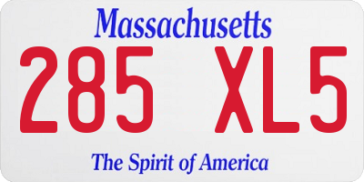 MA license plate 285XL5