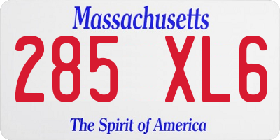 MA license plate 285XL6