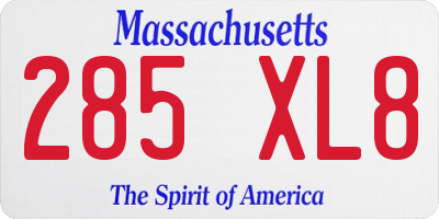 MA license plate 285XL8