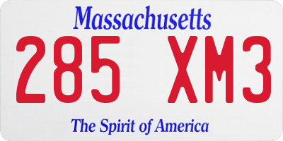 MA license plate 285XM3