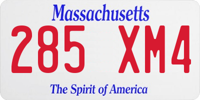 MA license plate 285XM4