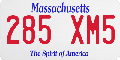 MA license plate 285XM5