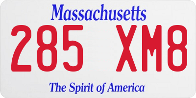 MA license plate 285XM8