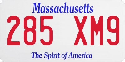 MA license plate 285XM9