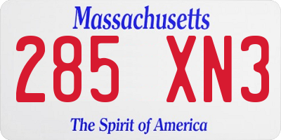 MA license plate 285XN3