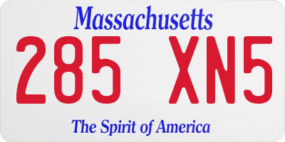 MA license plate 285XN5