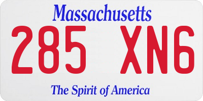 MA license plate 285XN6