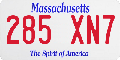 MA license plate 285XN7