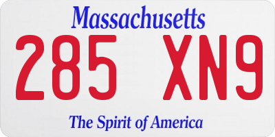 MA license plate 285XN9