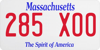 MA license plate 285XO0