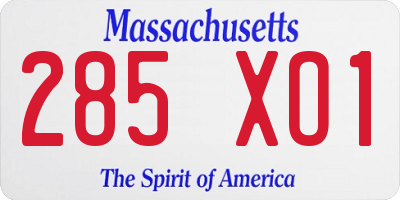 MA license plate 285XO1