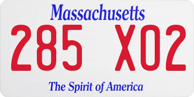 MA license plate 285XO2